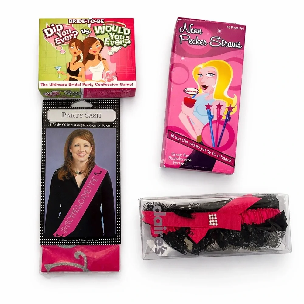 Bachelorette Party Supplies Set - Pink and Black